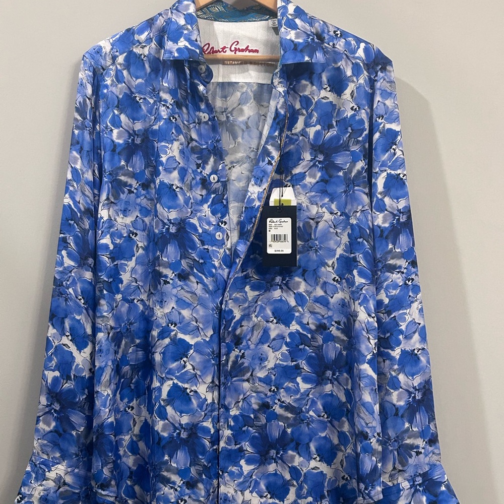 Blue Floral Button-Up Shirt Robert Graham Shirt